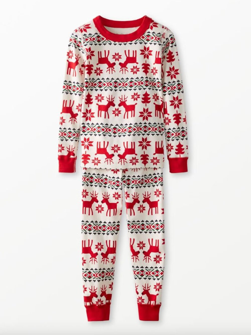 Hanna Andersson Holiday Dear Deer HannaJams Cotton Pajama Set - Size 4 100